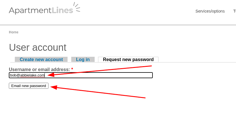Request new password
